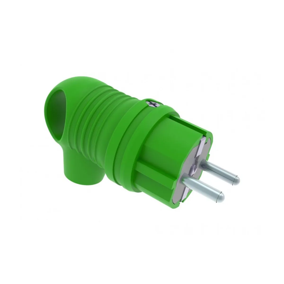 Bemis BV1-1402-2021 Kauçuk Kulplu Eğik Fiş (Yeşil) 16 A 2P+E IP44