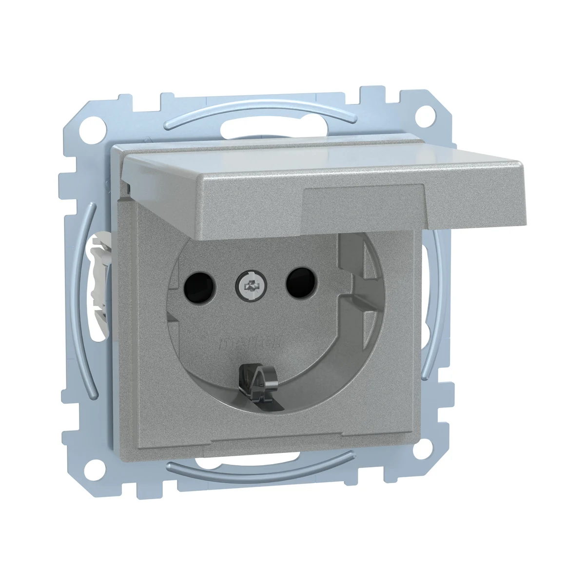 Schneider Electric MEG2314-0460 IP44 Grounded Socket with Cover, child-proof, System-M, Aluminum