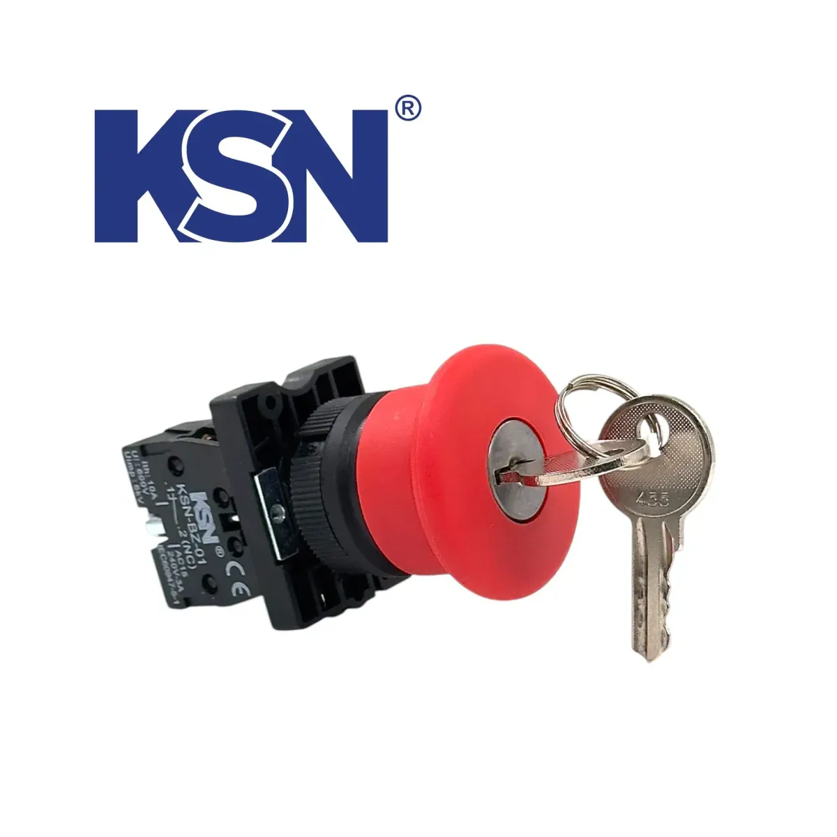 Maintained Keyed Stop Mushroom Red Push Button 40mm 1nc 22mm