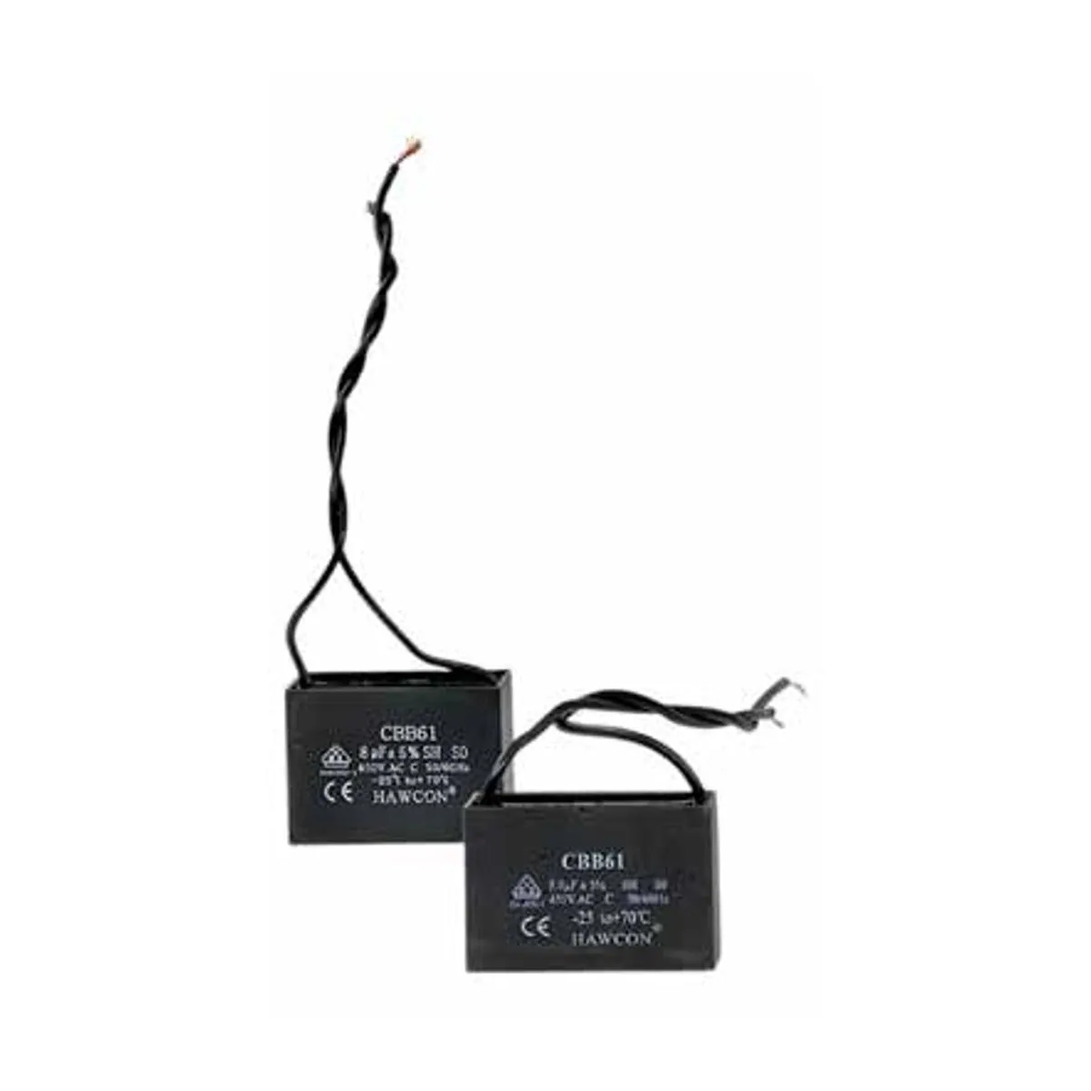 Hawcon Fan Capacitor Square Type with Wire Leads 20 μF 400-450 V 58x28x40 mm