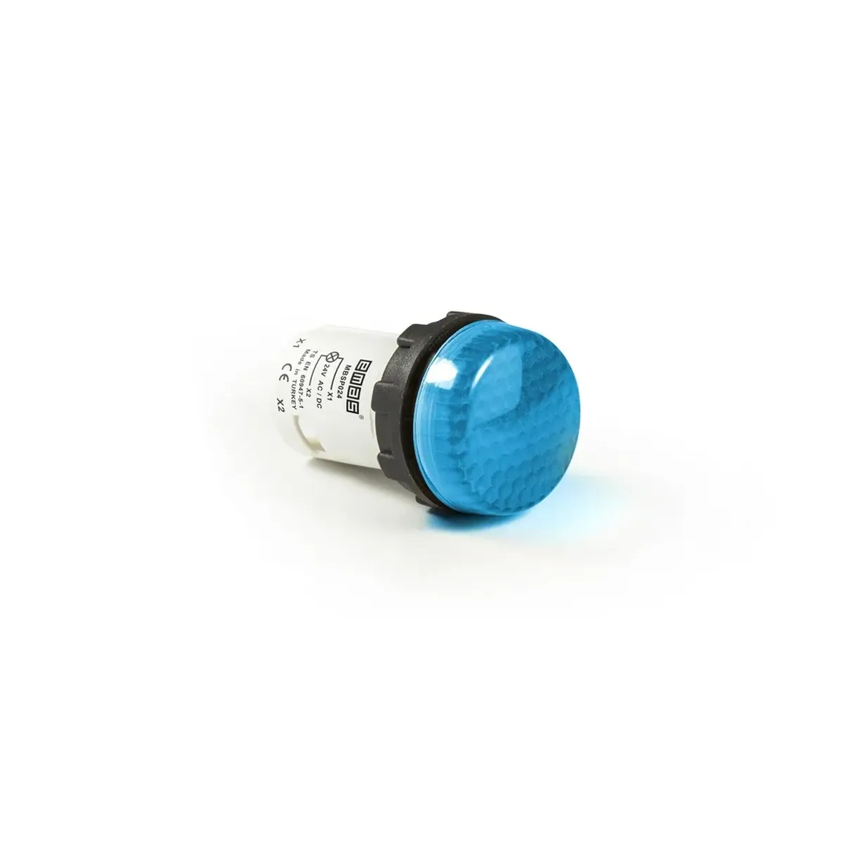 Emas MB Series Plastic LED Honeycomb Glass Monoblock Round 24V AC/DC Blue 22mm Pilot Light IP50
