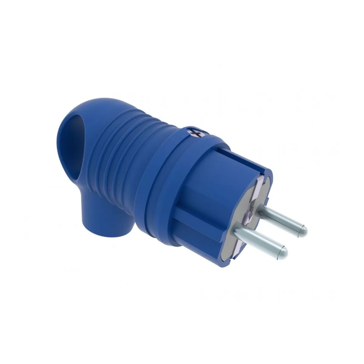 Bemis BV2-1402-2021 Kauçuk Kulplu Eğik Fiş (Mavi) 16 A 2P+E IP44