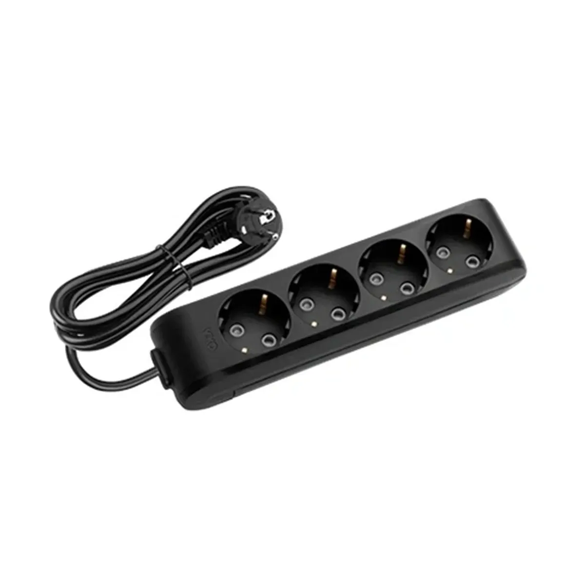 Viko Black Four-Socket Grounded Power Strip, with Cable, Child-Safe - 5 Meter