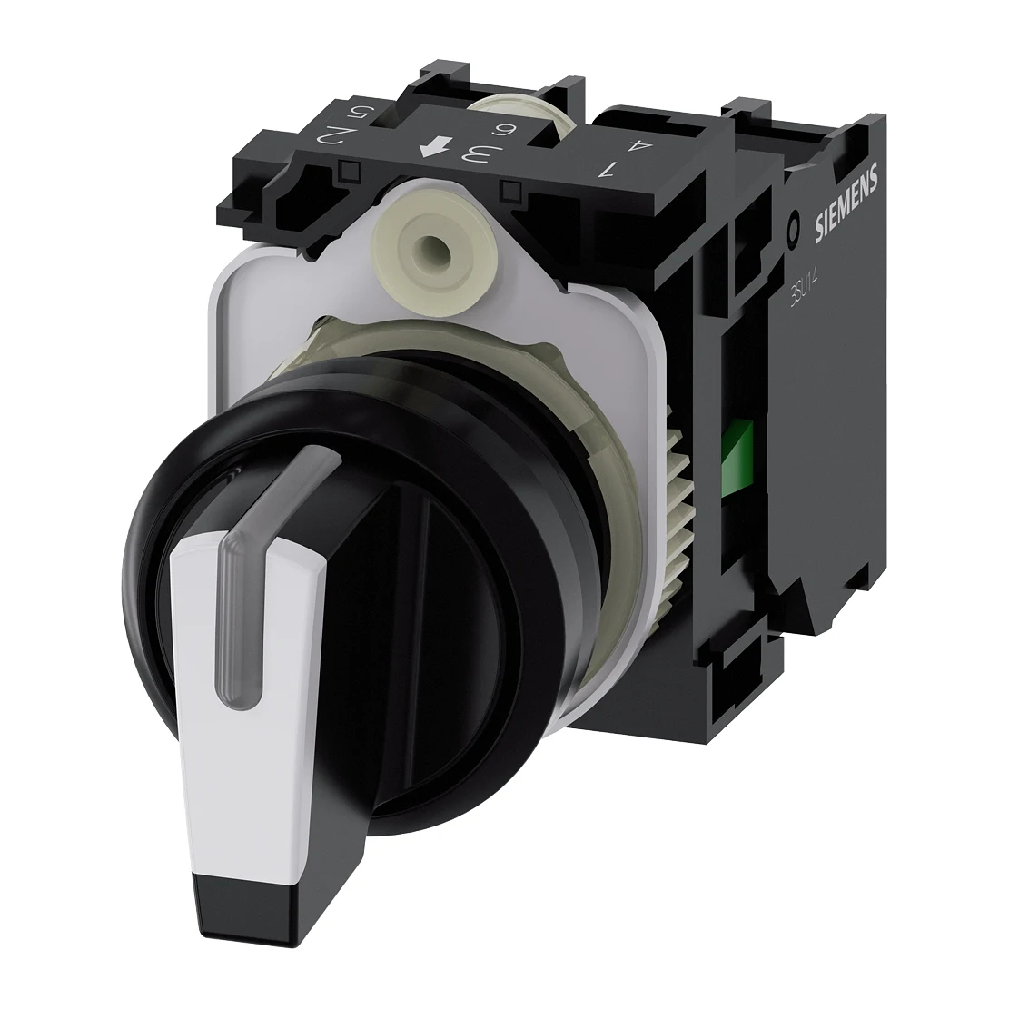 Siemens 3SU1100-2BM60-1NA0 Control Push Button 1-0-2 position illuminable spring-return latching push button 1NO, 1NO