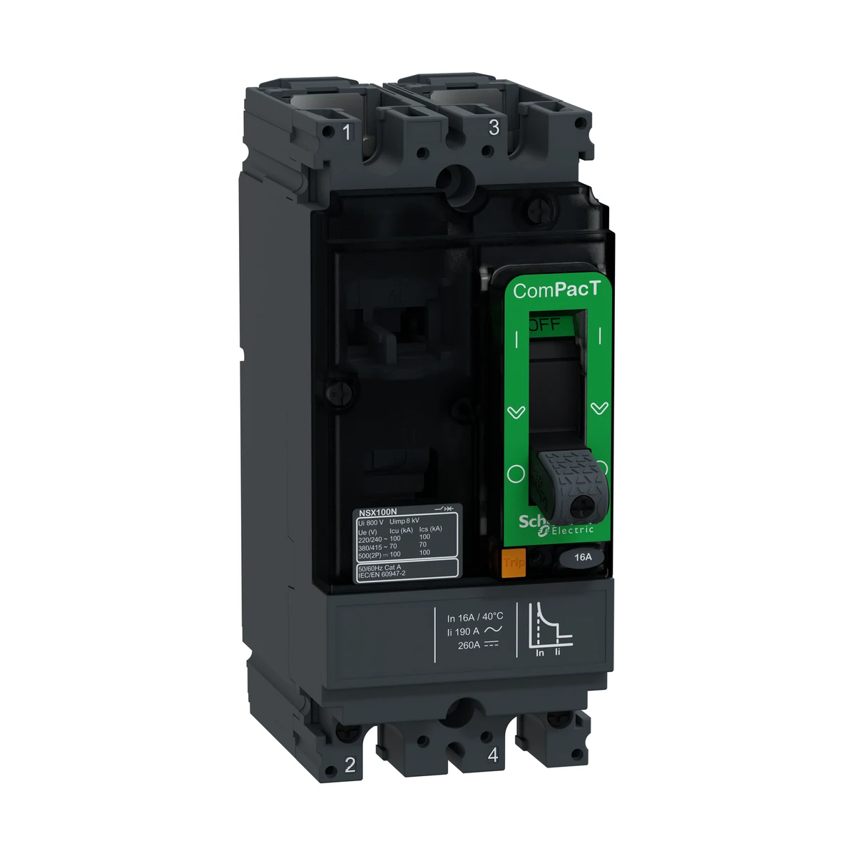 Schneider Electric C10S2TM016 DC Devre Kesici NSX100S 16A 2P 100KA AC/DC — üretici ürün görseli