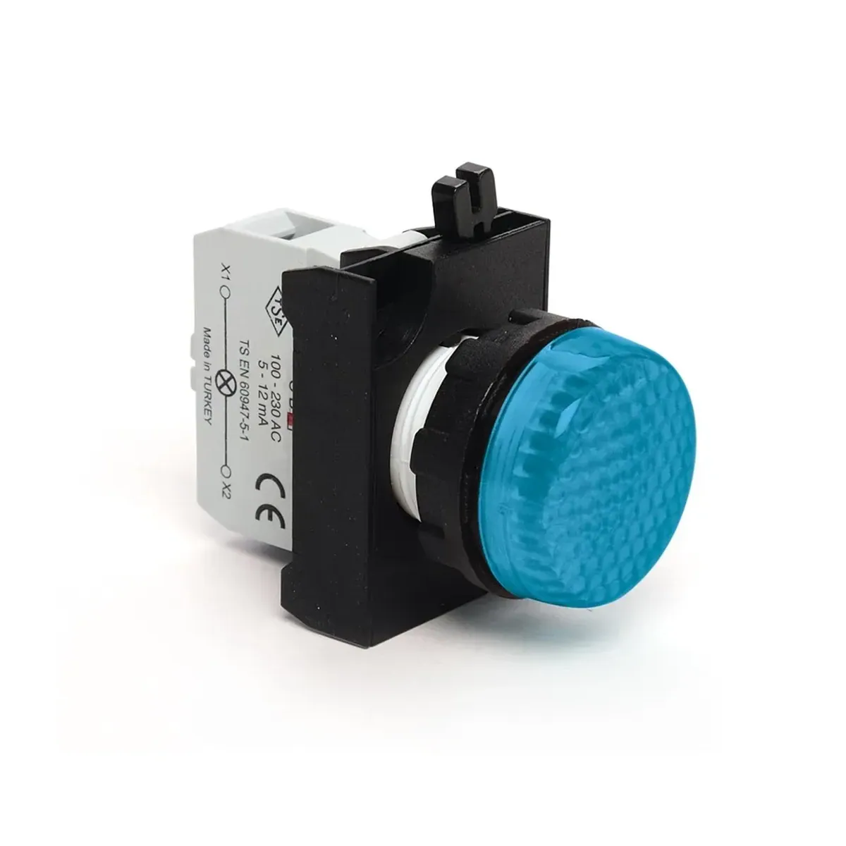 Emas CP Serisi Plastik Kontak Bloklu LED Mavi 100-230V AC 22mm Sinyal Lambası IP50
