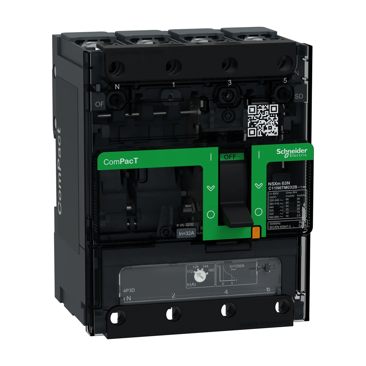 Schneider Electric C11N6TM032B NSXm Circuit Breaker 50 kA TM32D 4P/3T Busbar