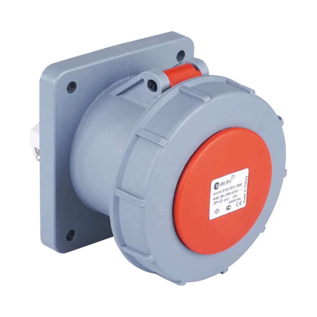 TP Elektrik 3132-322-1600 CEE 4x63A Machine Socket (Straight) (100x107), IP 67, 6h