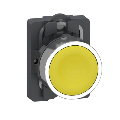 Schneider Electric XA2AH051 Push Button, Push-Push, Flush-Mounted, Yellow, 1NO