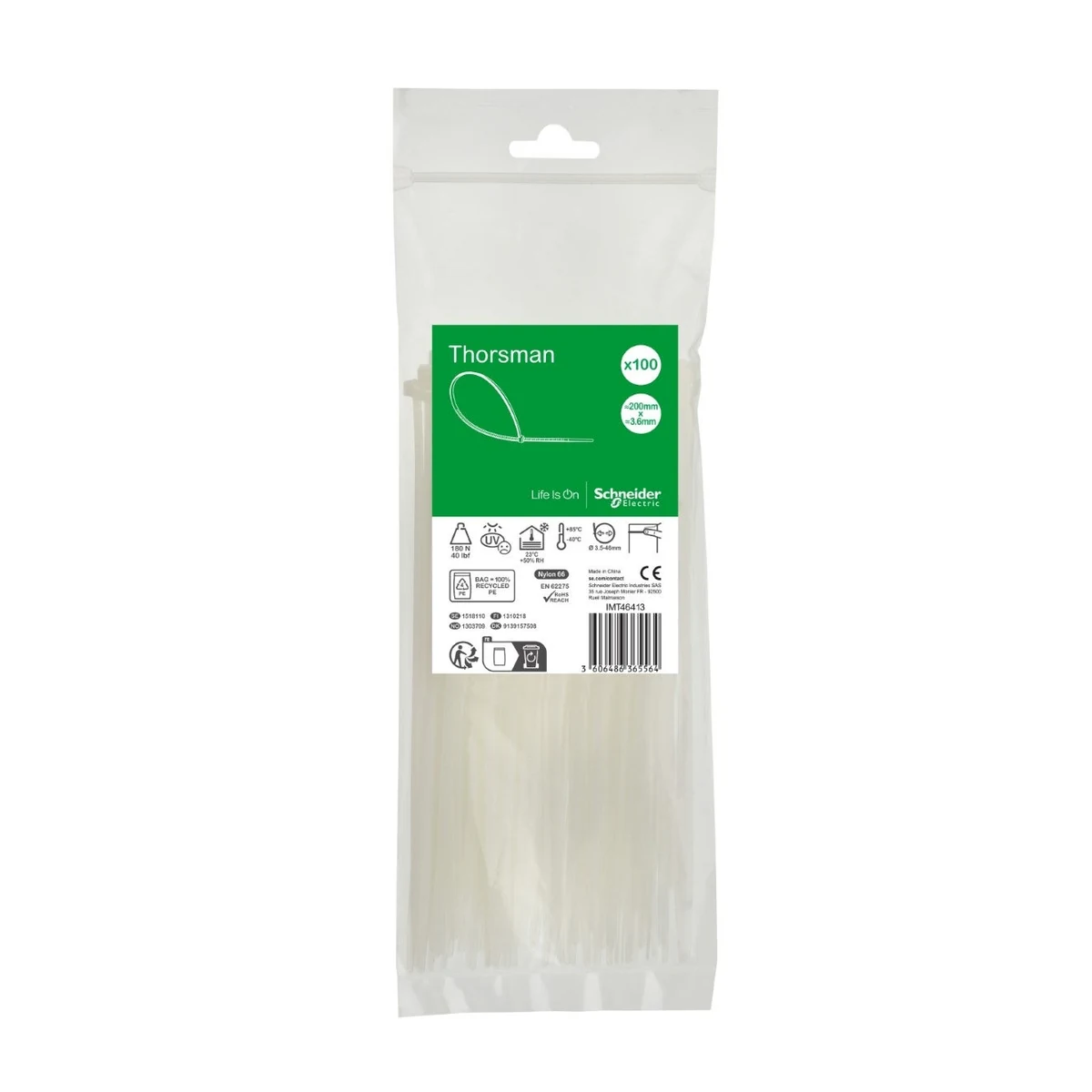 Schneider Electric IMT46413 Kablo Bağı 200x3.6mm şeffaf (100 ve katları şeklinde sipariş geçilmelidir)