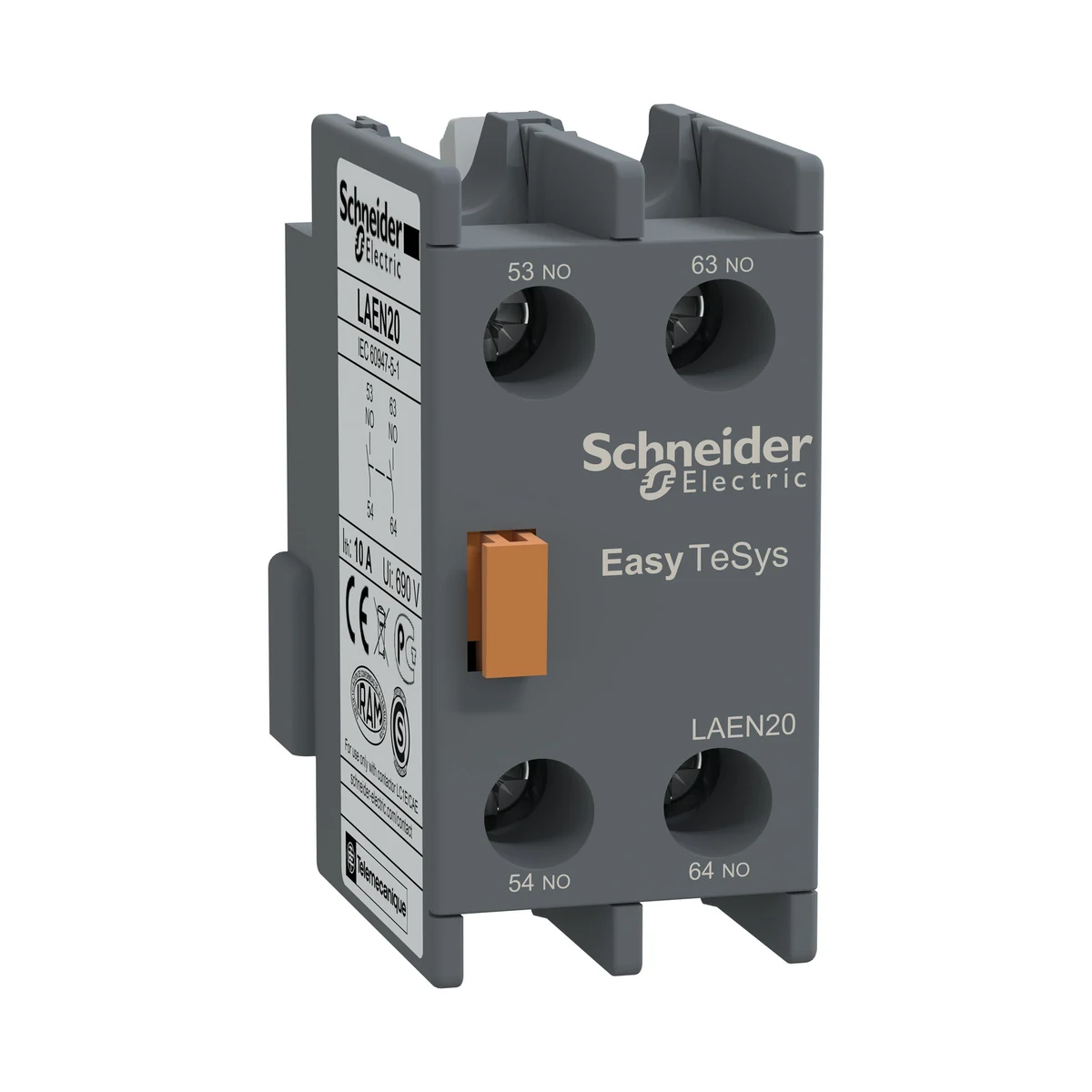 Schneider Electric LAEN20 Front auxiliary contact block TVS 2NO