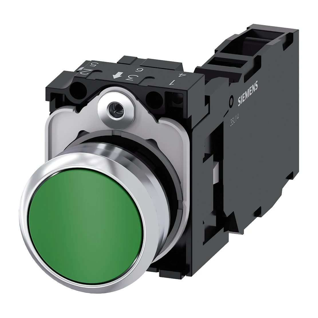 Siemens 3SU1150-0AB40-1FA0 Control Push Button Green NO+NC