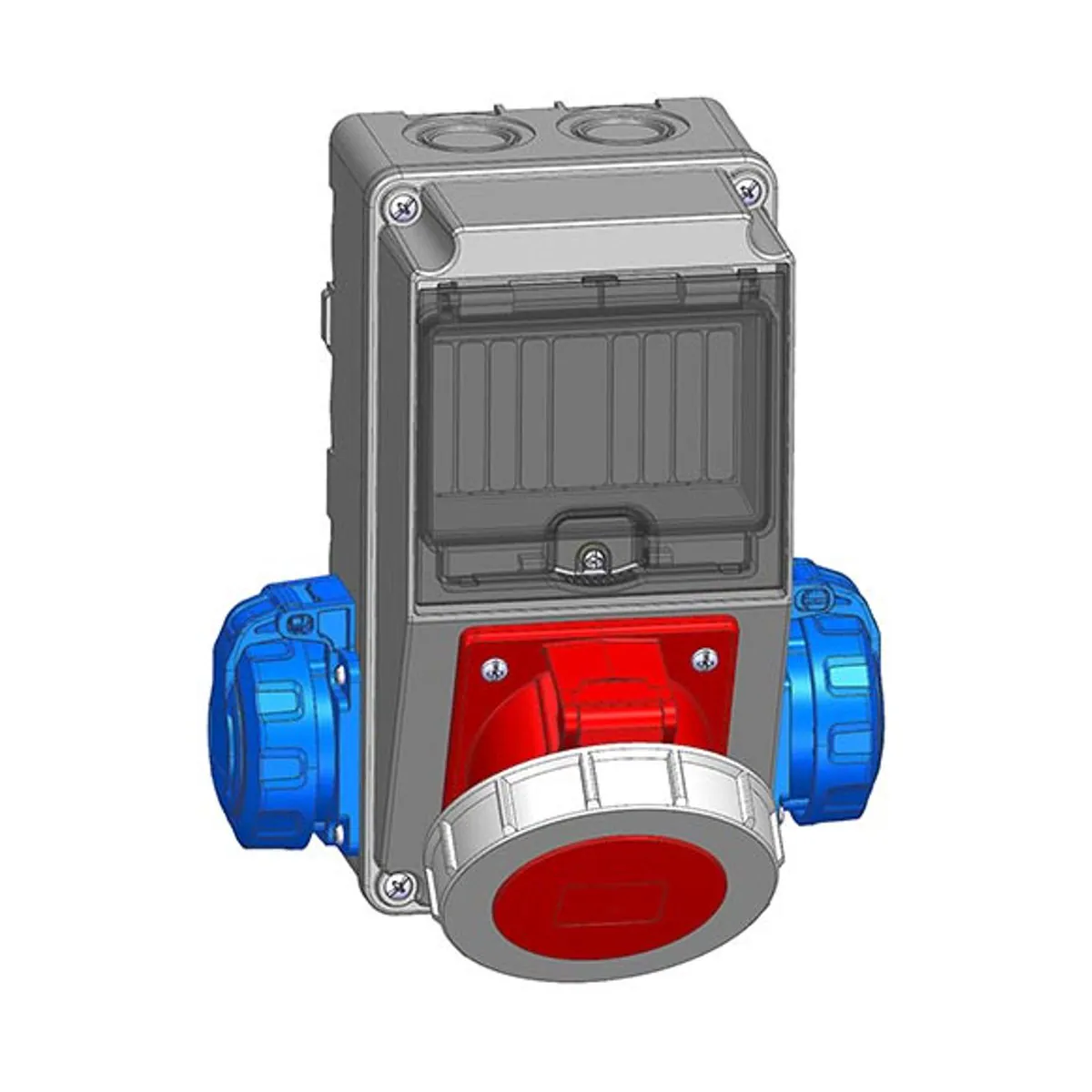 Mete Enerji 7002505CB503 1 pcs 5x16A IP67 Angled Machine Socket on Front + 2 pcs 1x16A IP66/68 Panel Socket on Side