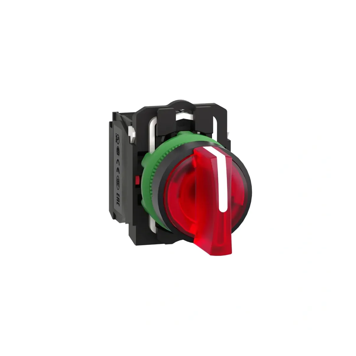 Schneider XB5AK134B5 1-0-2 Red Maintained Illuminated Latching Push Button 1NO+1NC 24V 22mm