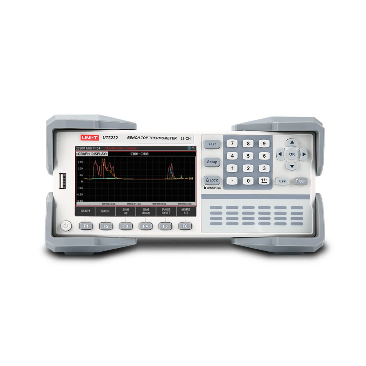 Unit UT3216 16-Channel Thermocouple Temperature Logger -200~1800°C 0.1°C 4.3-inch