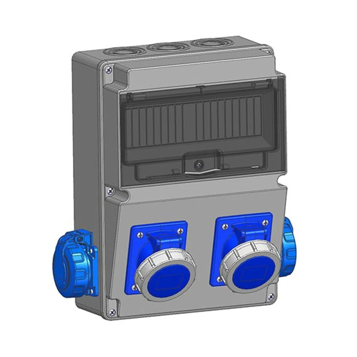 Mete Enerji 7003505CB501 2 adet 3x16A IP67 Eğik Makine Prizi Önde + 2 adet 1x16A IP66/68 Pano Prizi Yanda