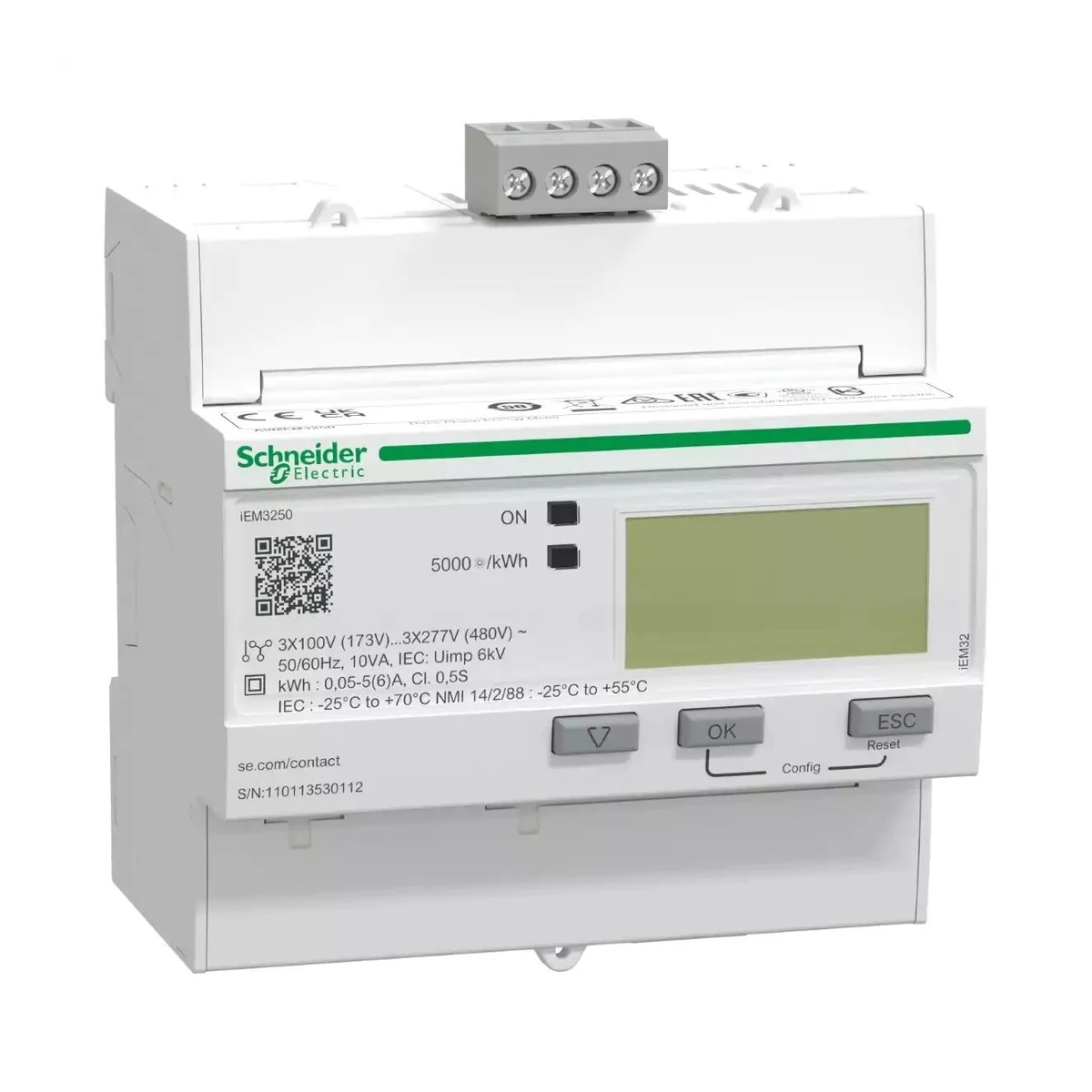Schneider Electric A9MEM3250 iEM3250, Current Transformer-Connected 3-Phase kWh Meter, Modbus