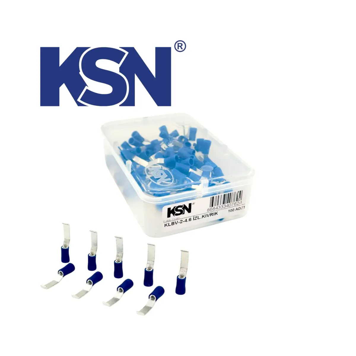 KSN KLBV-5.5-4.6 Insulated Blade Terminal with Bent End 4-6 mm2 Yellow