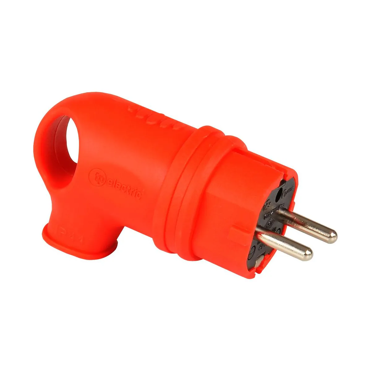 TP Elektrik 3101-305-1600 1x16A Rubber Angled Plug (French Type / UPS), IP 44, Red
