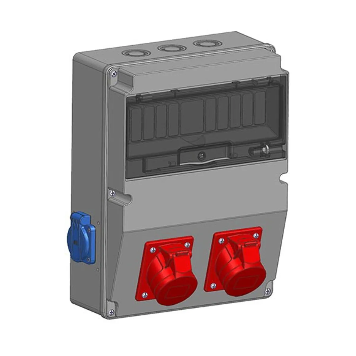 Mete Enerji 70065050B005 2 pcs 4x16A IP44 Angled Machine Socket on Front + 2 pcs 1x16A IP44 Panel Socket on Side