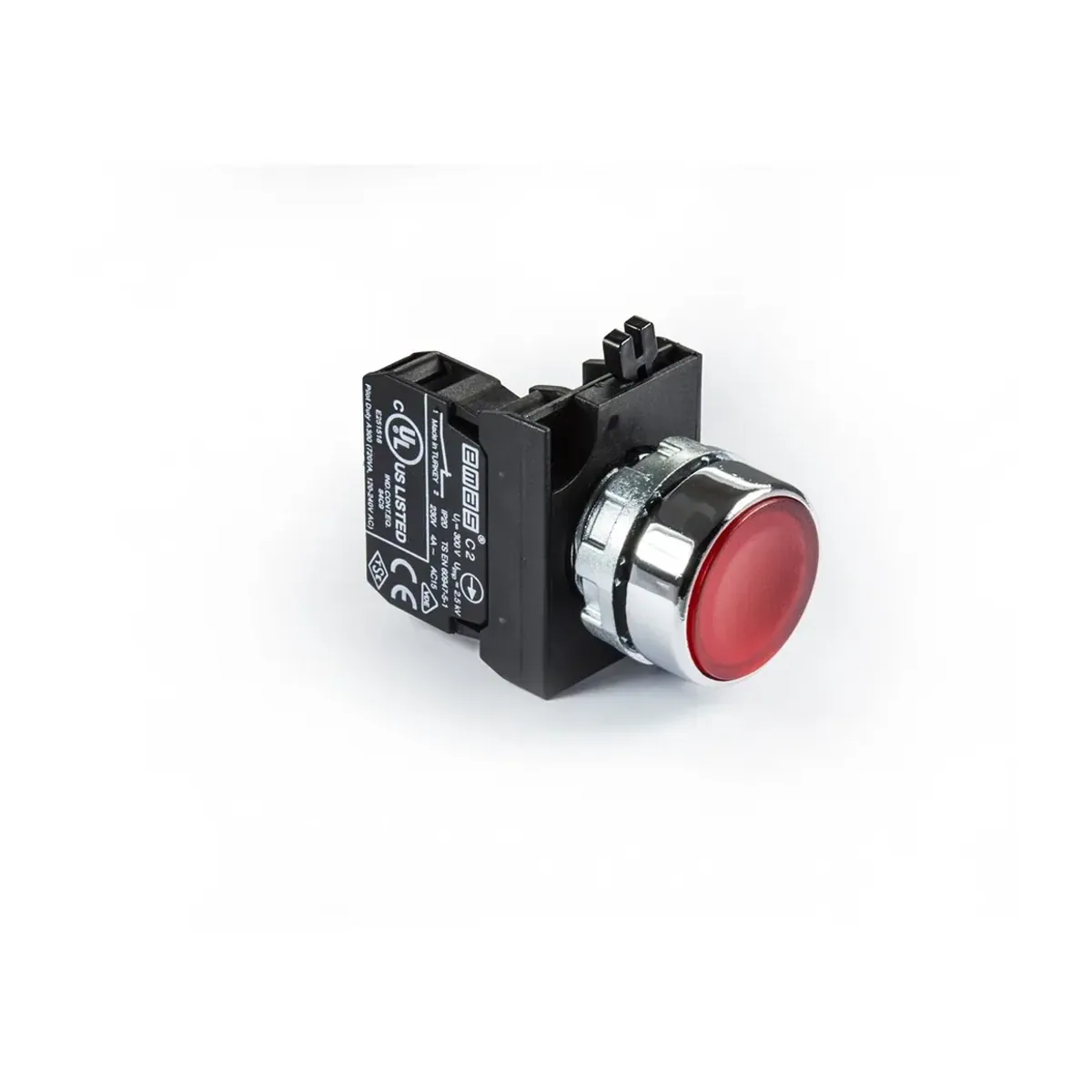 Emas CM Serisi Metal Düz Yaylı Tip Kırmızı Buton 1NC 22mm IP65