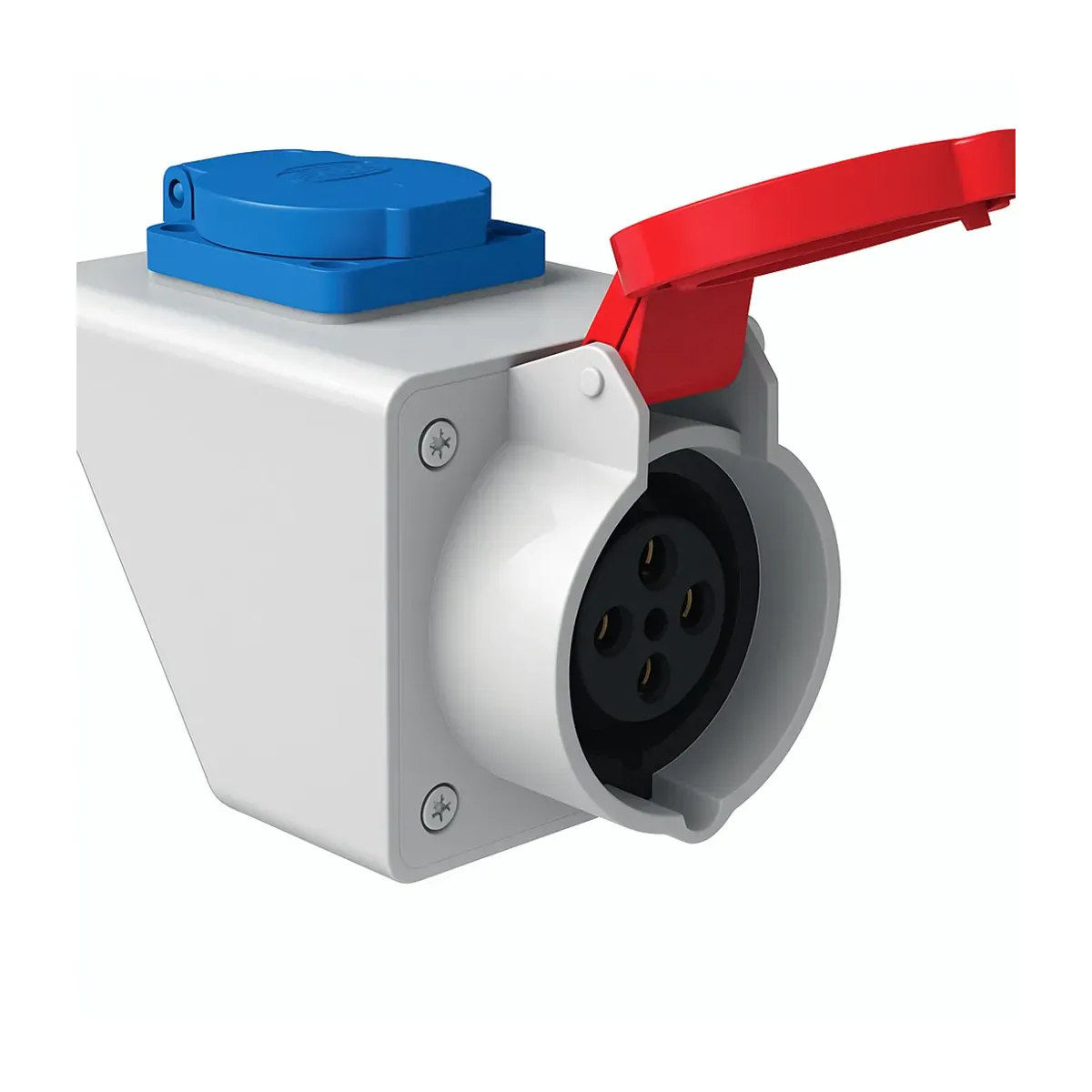 Tem 544.316.153 16A Three-Phase Angled Housing Wall Socket + Single-Phase Panel Socket IP44