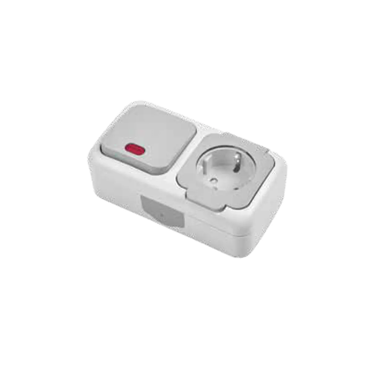 Viko 90555586 Palmiye Gray Horizontal Illuminated Switch + Grounded Socket with Transparent Cover IP54