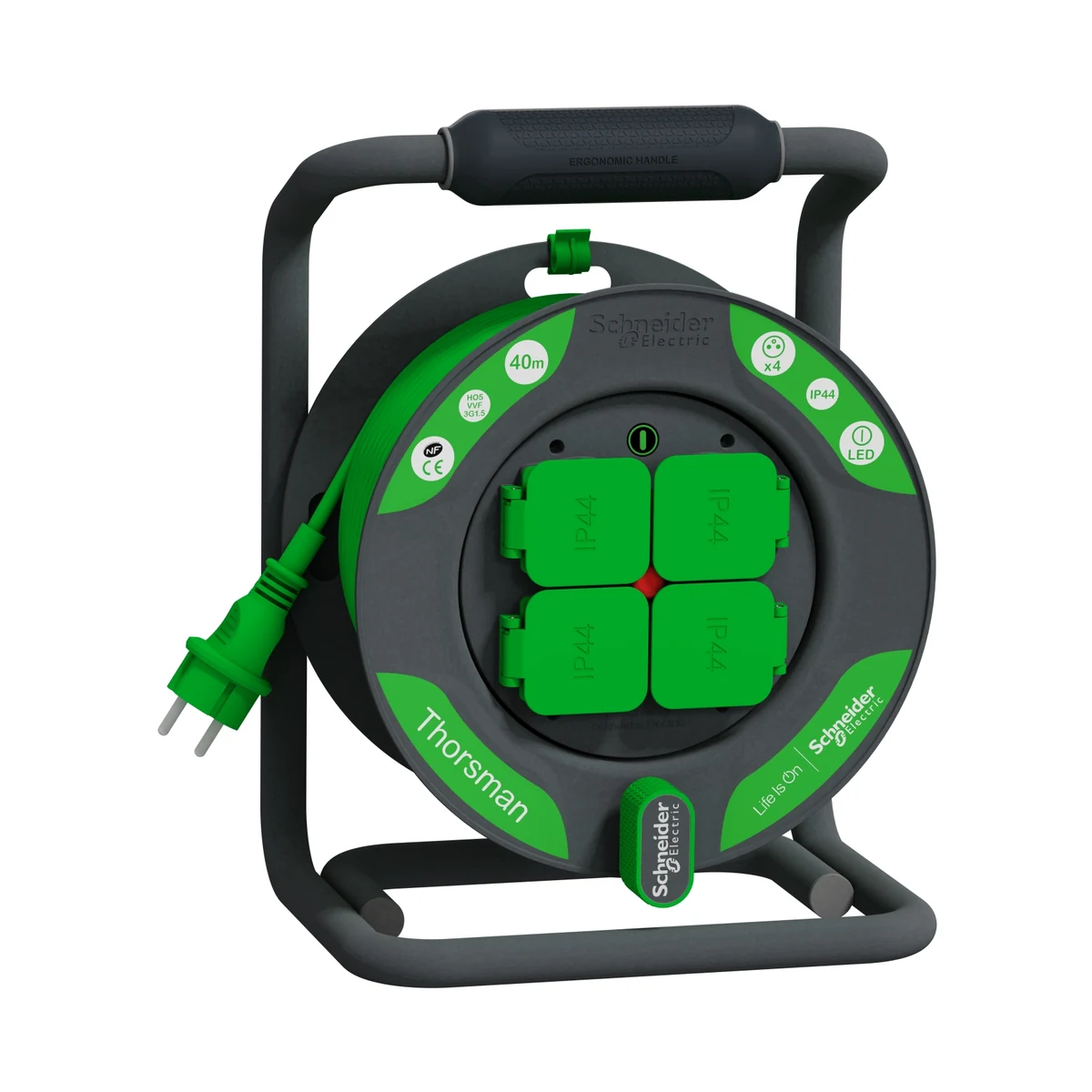 Schneider Electric IMT33156 Cable Reel Advanced, IP44, IK08, with HO5VVF 3G1.5 40mt cable, ungrounded