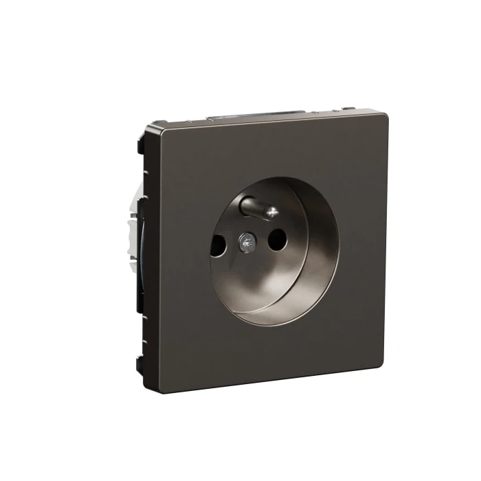Schneider Electric MTN2500-6036 Grounded Socket, With Cover, Screwless Terminal, Stainless Steel, Glossy, System Design