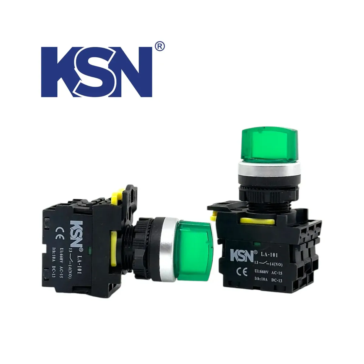Işıklı Kalıcı I-0-2 Yeşil Mandal Buton 2No 24V AC/DC 22mm