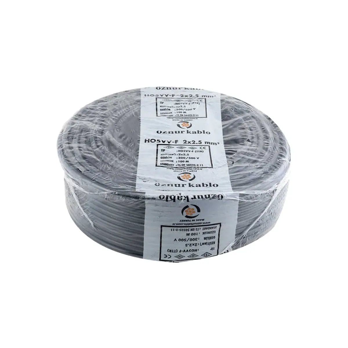 Öznur TTR 2x2,5 mm2 H05VV-F Siyah Kablo