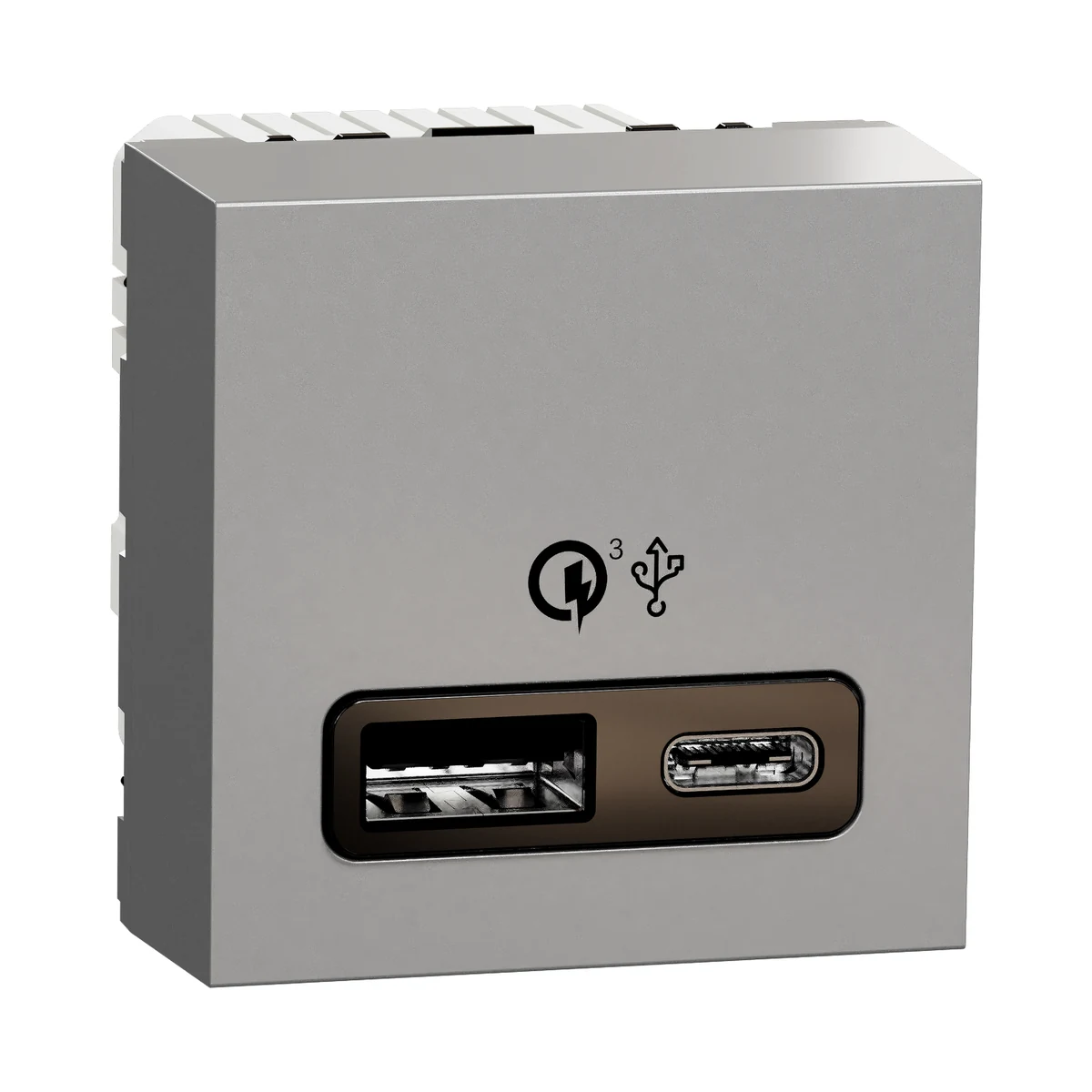 Schneider Electric NU301930 Yeni Unica, 2xUSB Fast Charging Socket 18W Type A+C, Aluminum