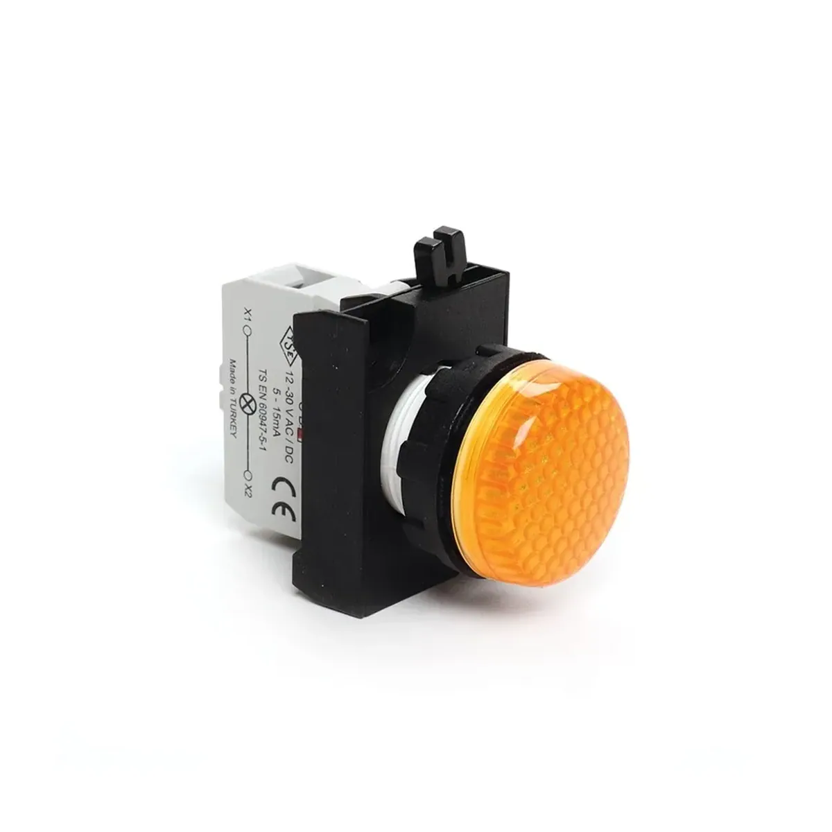 Emas CP Series Plastic Contact Block LED Yellow 12-30V AC/DC 22mm Pilot Light IP50
