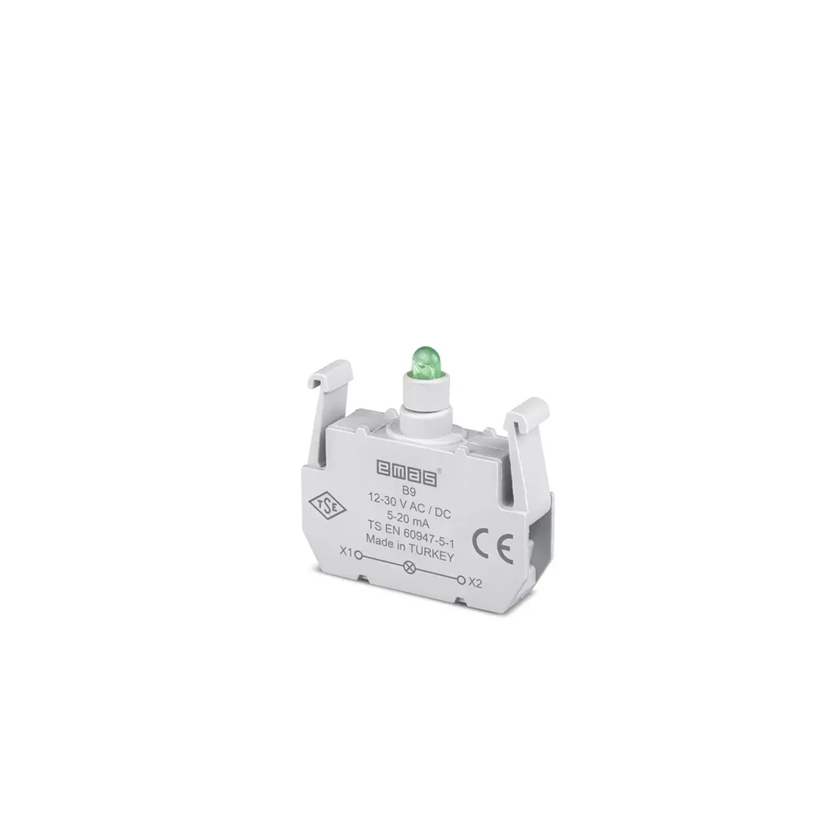 Emas B Serisi Yedek Yeşil LED'li 12-30V AC/DC Sinyal Blok B9