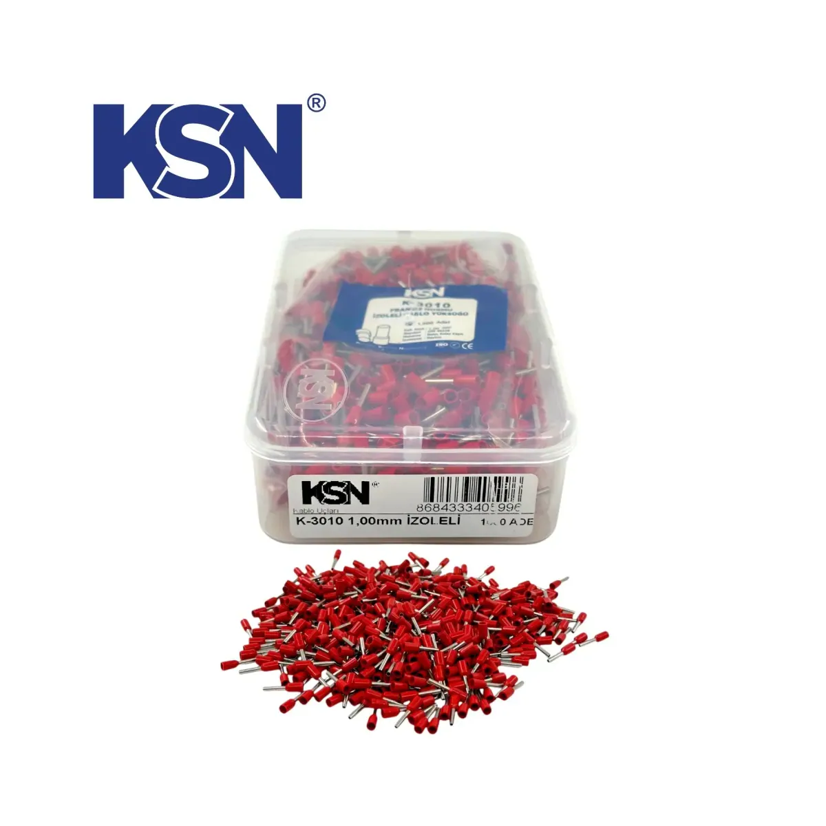 1.00 mm2 Insulated Red Ferrule French Standard KSN-İY-0005 (1000 pcs/Box)