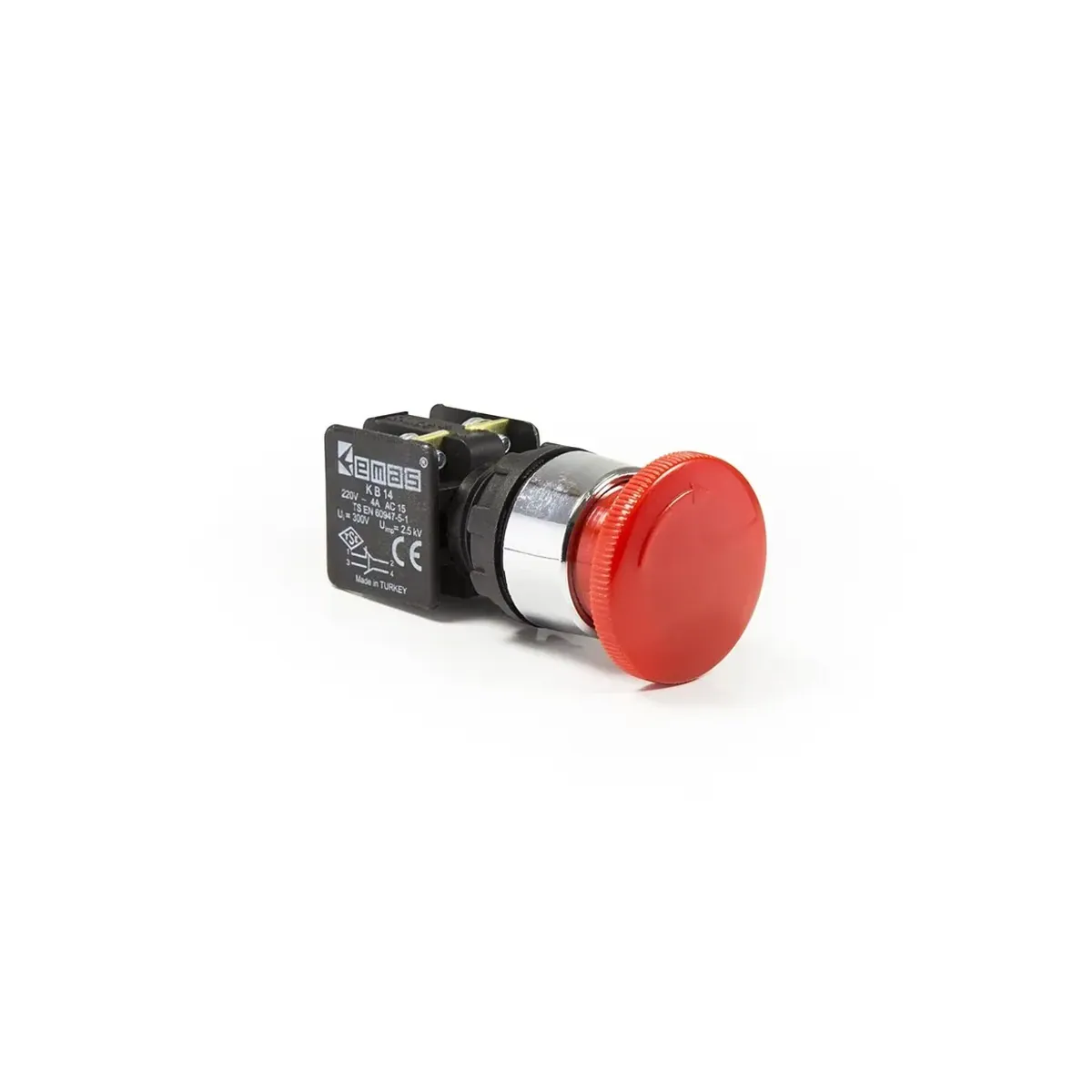 Emas KB Series Plastic Emergency Stop Type Twist-Release 1NO+1NC Red Push Button 22mm IP50