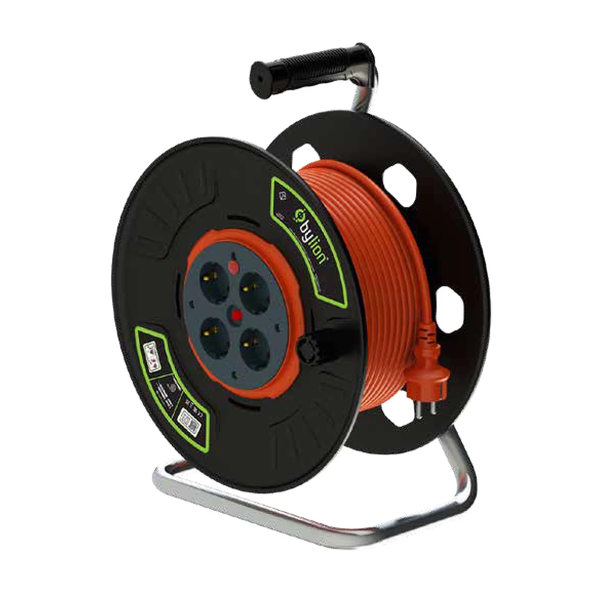 Bylion 196-303-3350 PLE-50325-F Cable Reel 50 m 3G2.5 Type F (Schuko) IP20 Orange