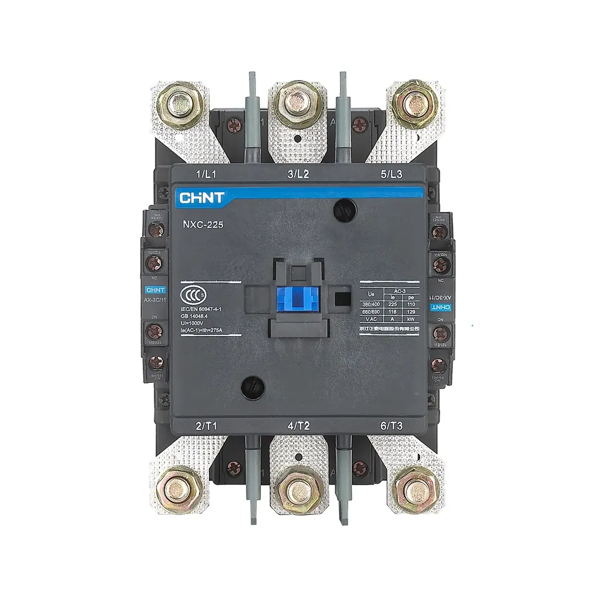 Chint NXC-225 220V AC Bobinli 3 Kutup 225A 2NO+2NC Yardımcı Kontaklı Kontaktör 110 KW