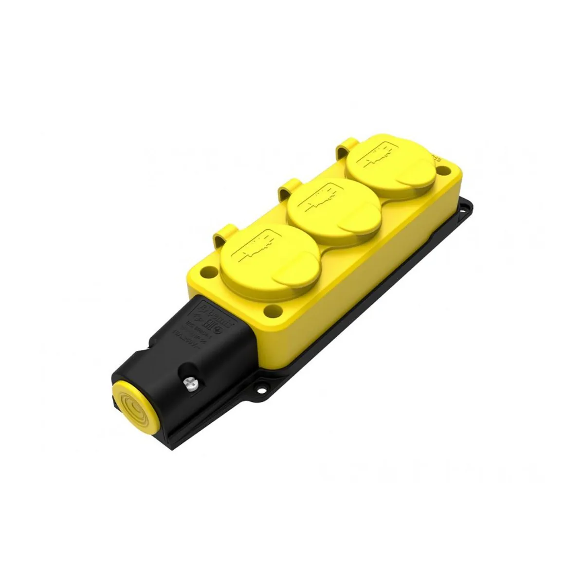 Bemis BV3-1402-3613 Rubber Three-Way Group Socket (Yellow) 16 A 2P+E IP54