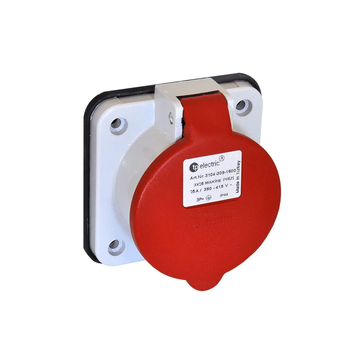 TP Elektrik 3104-309-1600 3x25A Makine Prizi, IP 44, Kırmızı