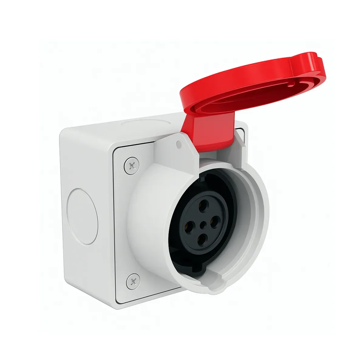Tem 544.332.151 32A Three-Phase Rubber Straight Enclosed Wall Socket IP44