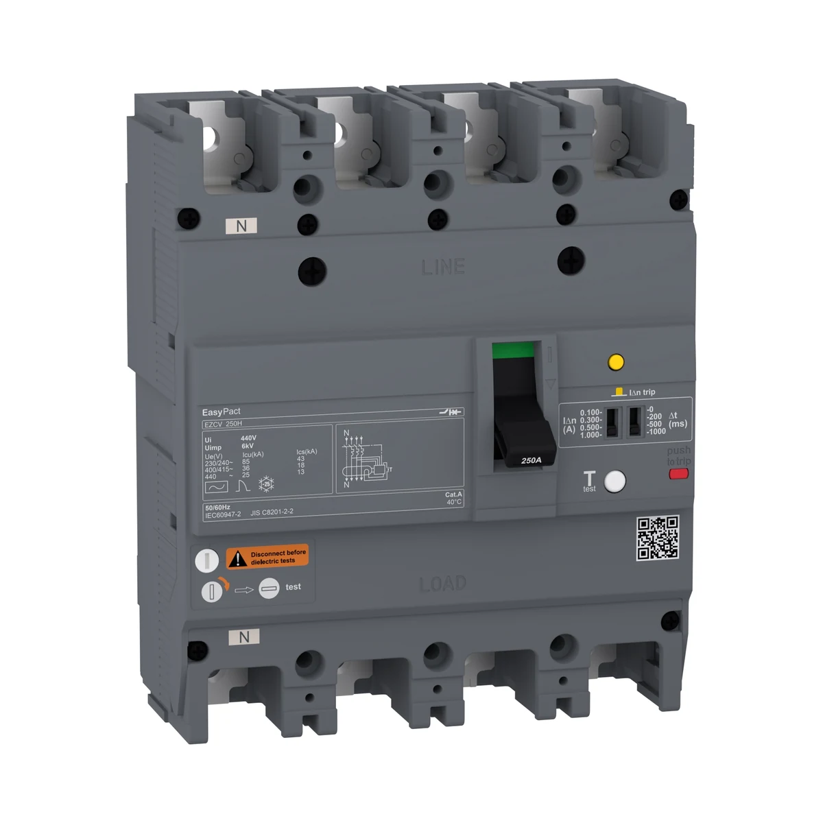 Schneider Electric EZCV250H4200 EasyPact EZCV250H 4P 36KA 400/415V 200A — temsili üretici aile görseli