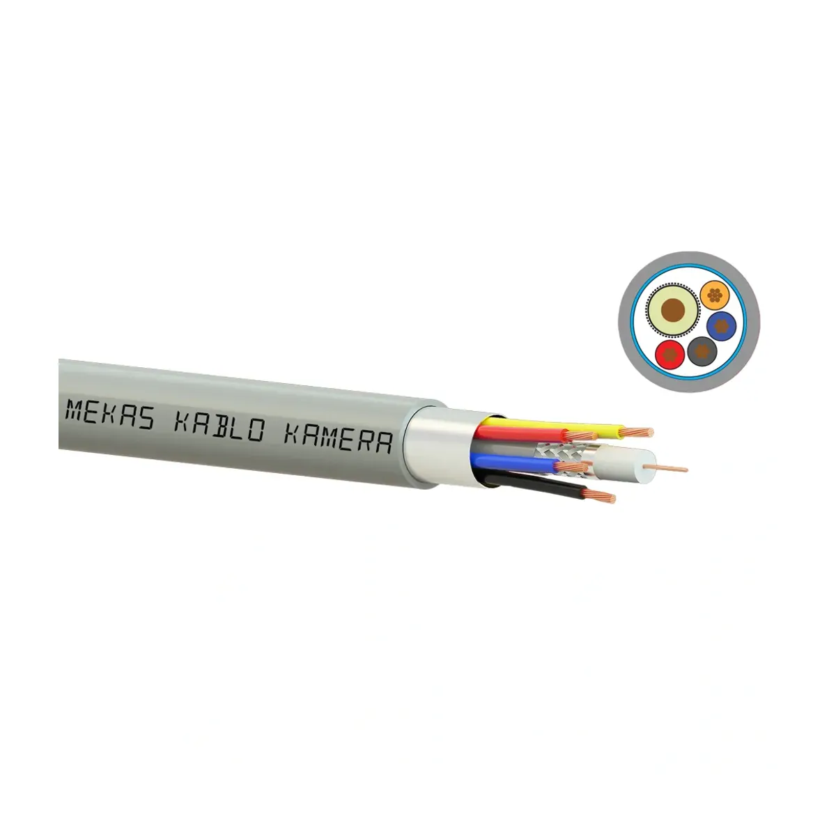 Mekas CCTV 1+4 Outdoor 4x0.22 mm2 Mini Coaxial Camera Cable