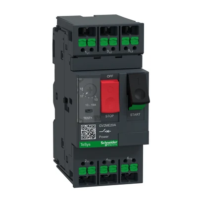Schneider Electric GV2ME20A TeSys Deca GV2 Thermal-Magnetic Breaker 18A PB Snap-in