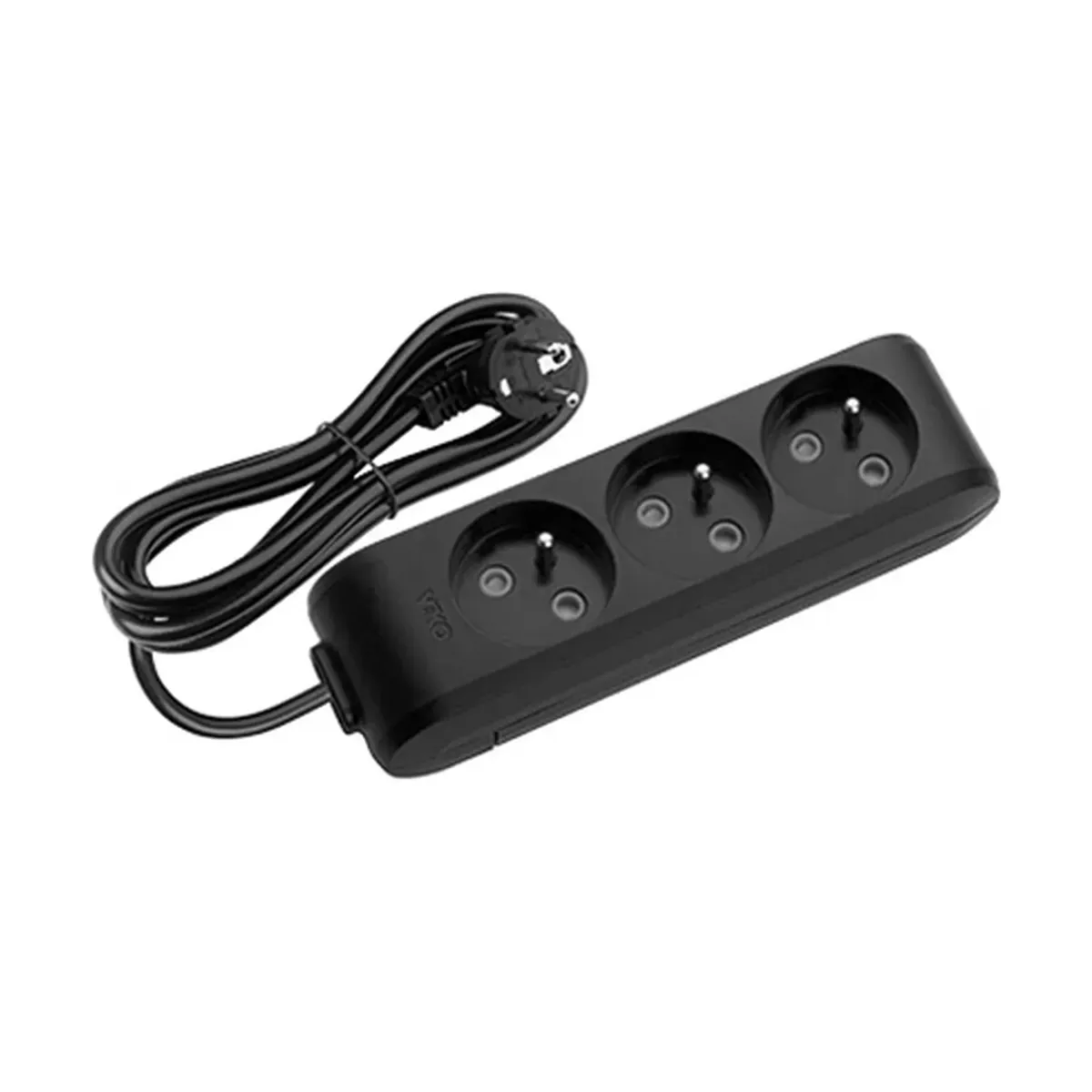Viko Black Three-Socket UPS Grounded Power Strip, with Cable - 2 Meter