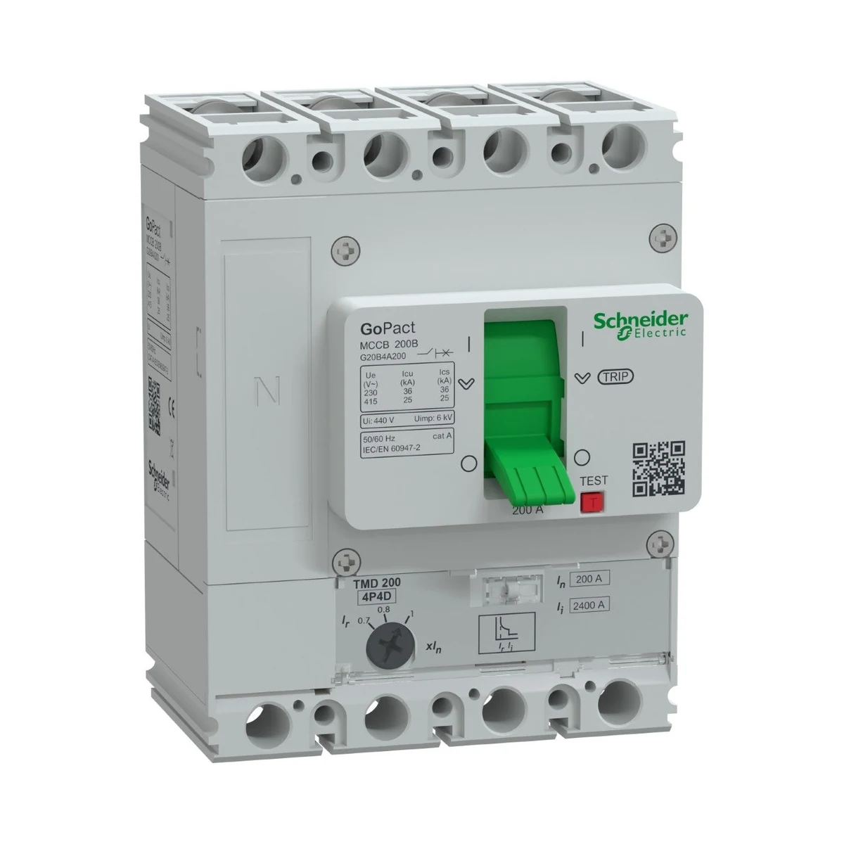Schneider Electric G20B4A200 GOMCCB 200B 4P4D 200A Adjustable