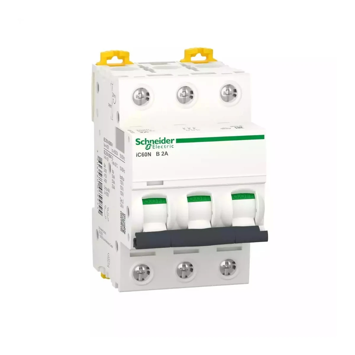 Schneider Electric A9F73302 Acti9 iC60N 3P 2A, 6kA B-Curve MCB