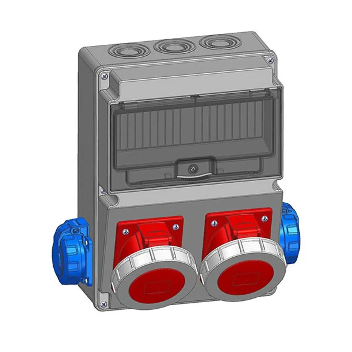 Mete Enerji 7003505CB505 2 pcs 4x32A IP67 Angled Machine Socket on Front + 2 pcs 1x16A IP66/68 Panel Socket on Side
