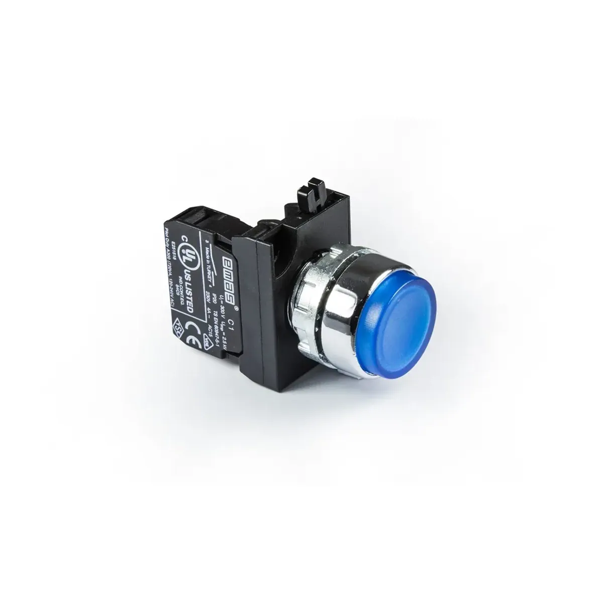 Emas CM Serisi Metal Yaylı Çıkık Tip Mavi Buton 1NO 22mm IP65