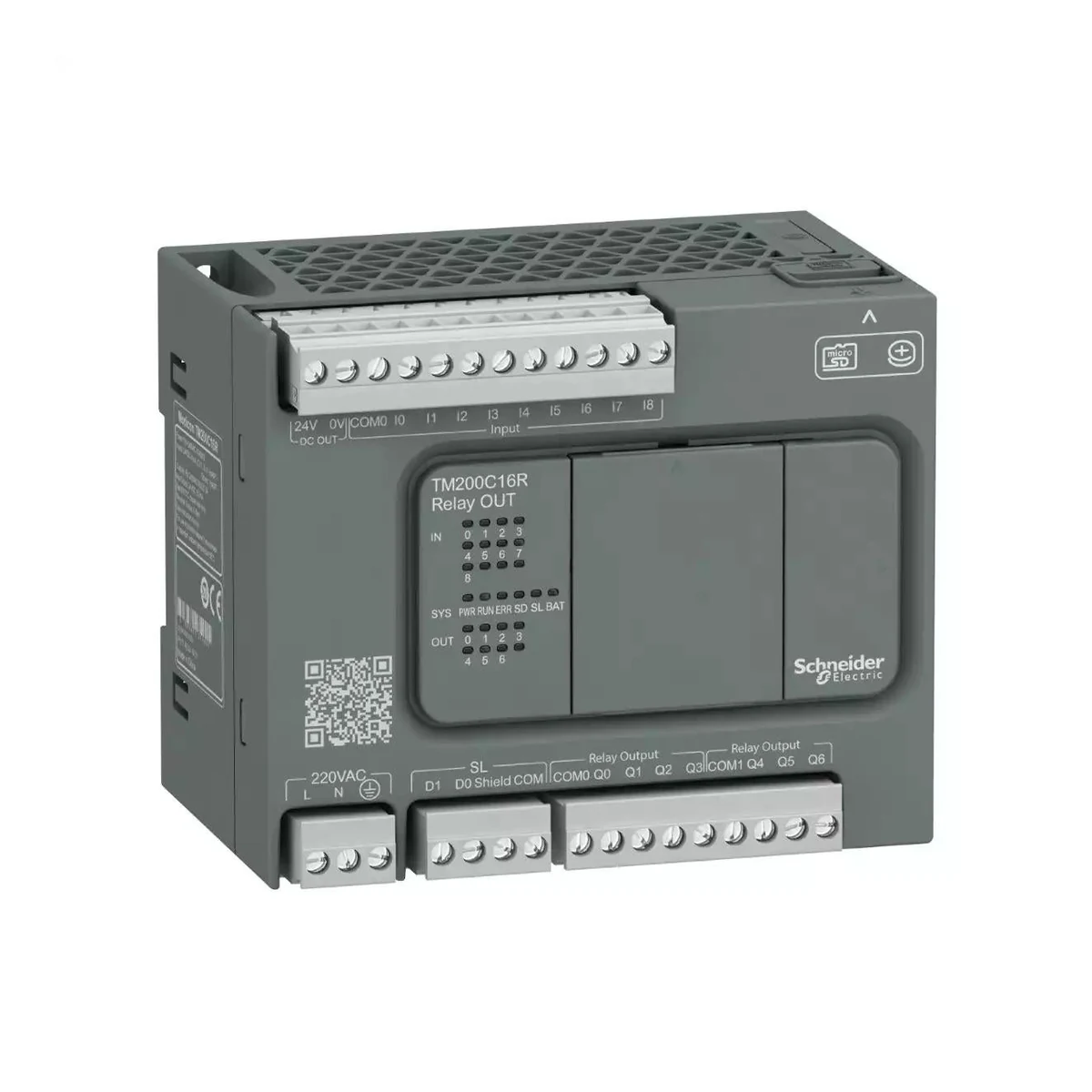 Schneider Electric TM200C16R M200 PLC, 9 DI, 7 DO Relay